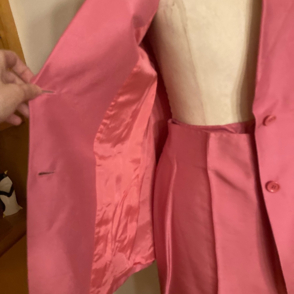More’lle Lustrous Pink Silk Pant Suit Spring Easter Coords Pastel Contemporary - Picture 8 of 14